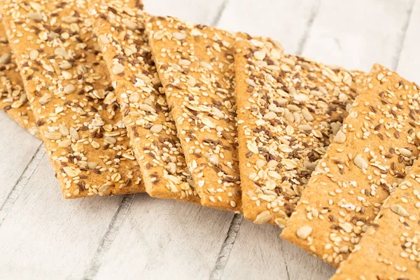 Montón Galletas Sobre Fondo Madera Gris — Foto de Stock