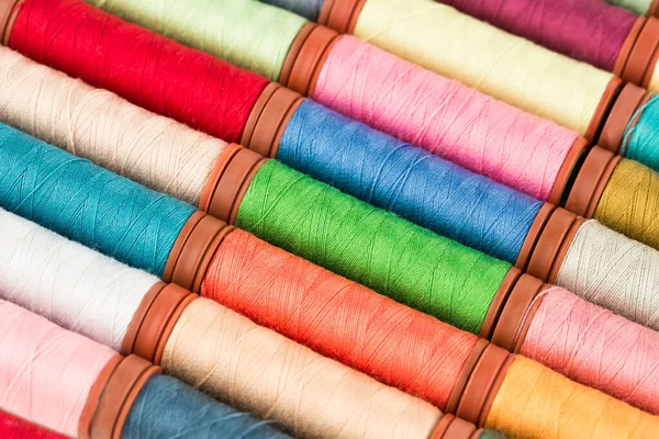 Colorful Cotton Thread Reels Close Picture — Stock Photo, Image