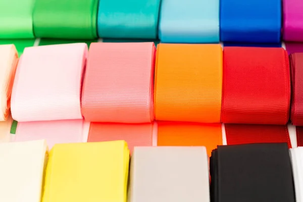 Kleurrijke Grosgrain Linten Tapes Close Foto — Stockfoto