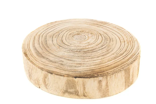 Okrągła Deska Drewniana Izolowana Białym Tle — Zdjęcie stockowe