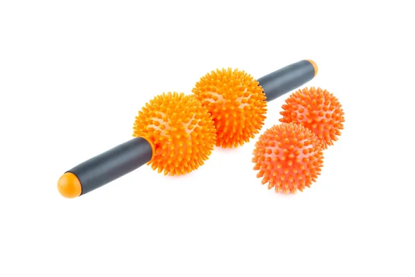 Orange Plastic Roller Massagers Isolated White Background — Stock Photo, Image