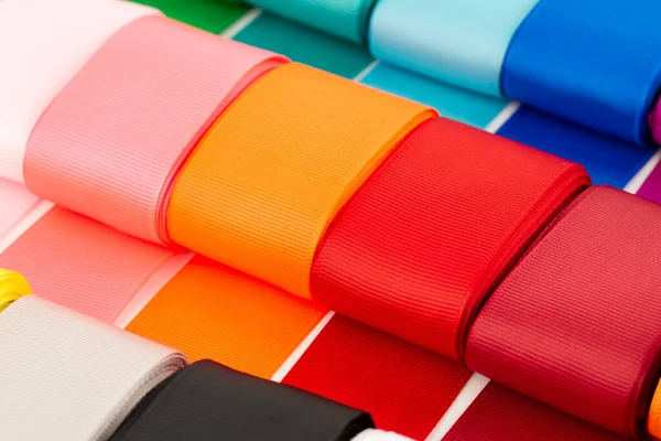 Colorful Grosgrain Ribbons Tapes Close Picture — Stock Photo, Image