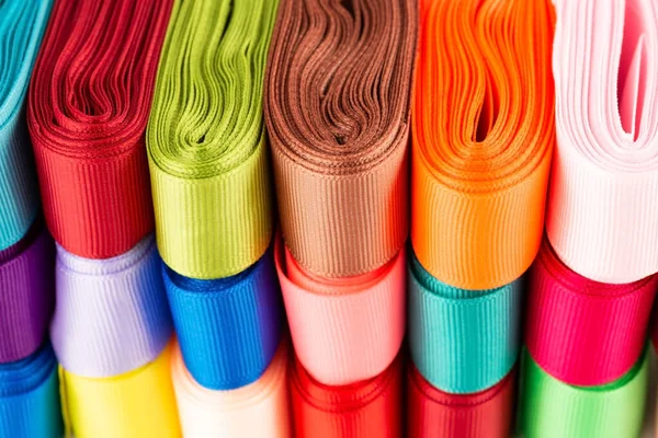 Kleurrijke Grosgrain Linten Tapes Close Foto — Stockfoto