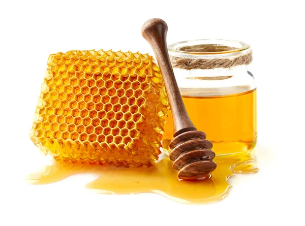 Honeycomb Honey White Background — Stock Photo, Image
