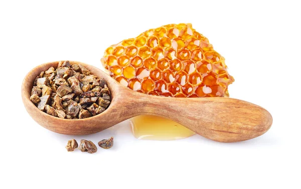 Propolis Med Honeycomb Vit Bakgrund — Stockfoto