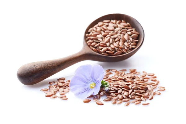 Flax seeds on white background — Stock Photo, Image