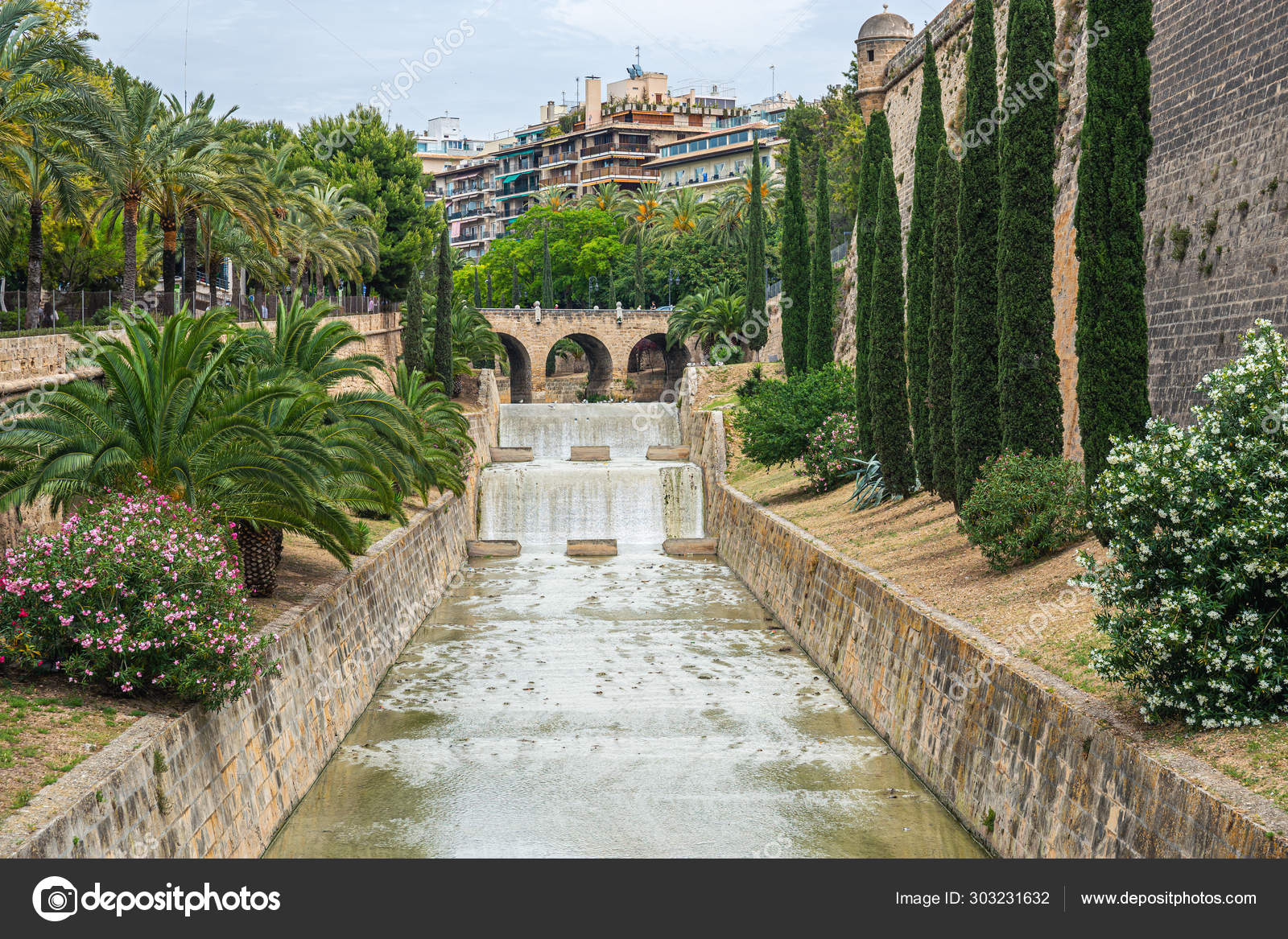 Historic Canal In Palma De Majorca City Center Balearic Islands