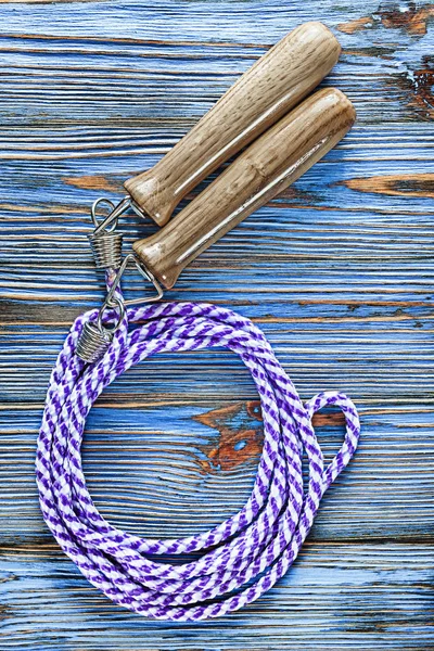 Ugráló Kötél Kék Vintage Fából Készült Táblán — Stock Fotó