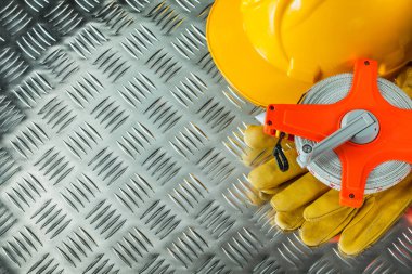 Yivli sac kasette ölçme kask bina Emanet eldiven.