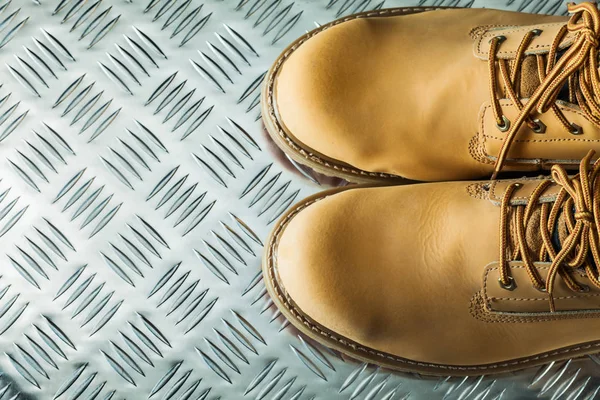 Waterproof Boots Corrugated Metal Sheet — Stock Photo, Image