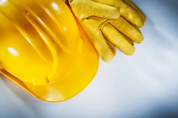 Protective Gloves Building Helmet White Background — Stock Photo, Image