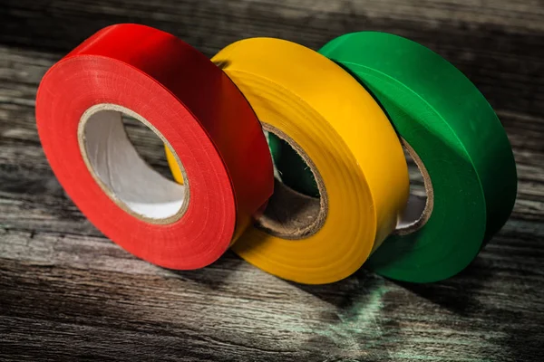 Set Duct Tapes Vintage Wooden Board — Stock Photo, Image