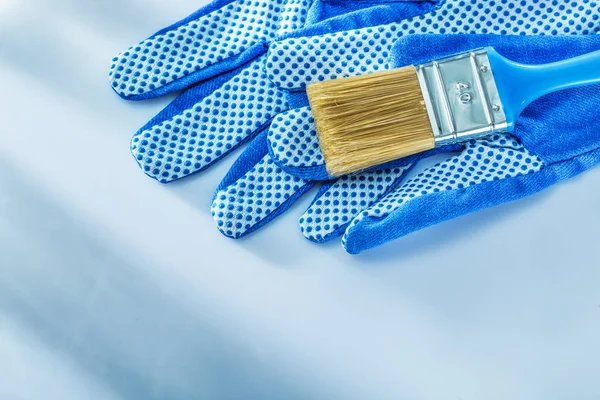 Safety Gloves Paint Brush White Background — Stock Photo, Image