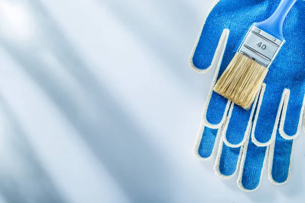 Protective Gloves Paintbrush White Background — Stock Photo, Image