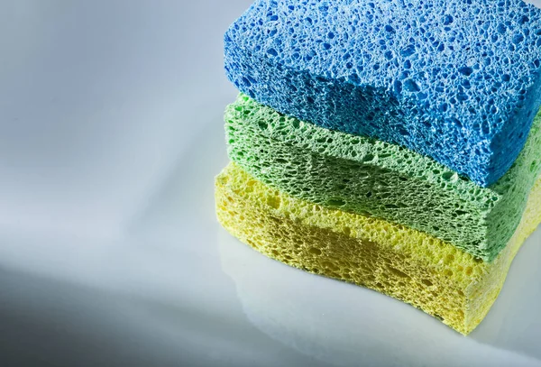 Set Kitchen Sponges White Background — Stock Photo, Image