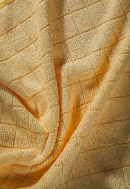 Yeni mutfak turuncu bulaşık bezi üstten görünüm.