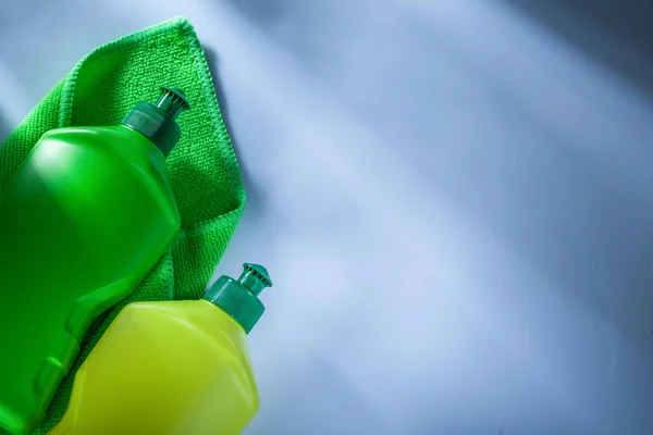 Kitchen Dishcloth Bottles White Background — Stock Photo, Image