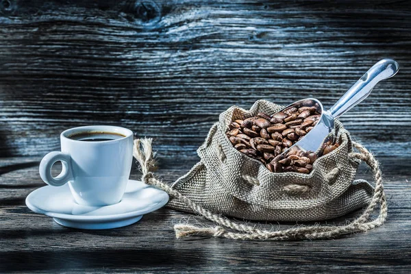 Coffe Säck Med Bönor Och Scoop — Stockfoto