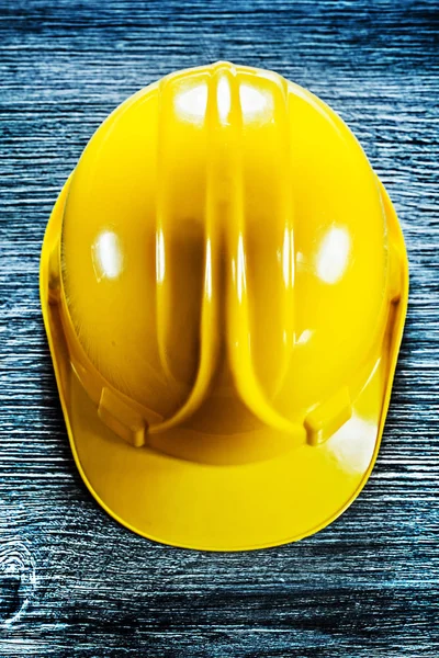 Yellow Building Helmet Wooden Board — Stock Photo, Image