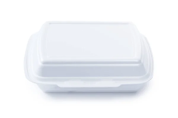 Closed Polystyrene Food Container Isolated On White — Stock Photo, Image
