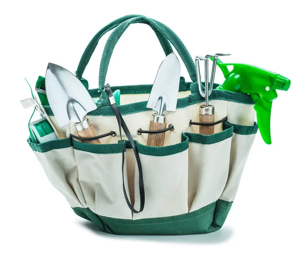 Zemědělská taška s zahradním nástrojem izolovaná na bílém — Stock fotografie