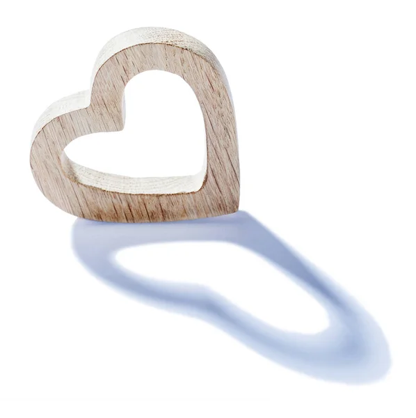 Jedno dřevěné srdce izolované na bílém — Stock fotografie
