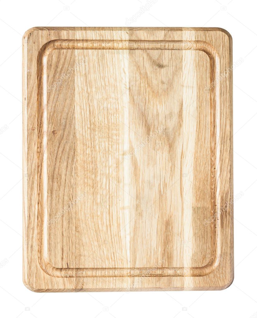 square kitchen cutting board made from natural wood isolated on 