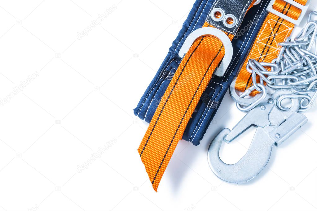 construction  tool safety harness isolated on white background