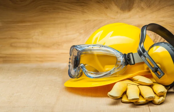 Concept of safety. construction safety tools. yellow constructio — Stock Photo, Image