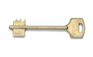 beyaz izole tek pirinç kapı anahtarı