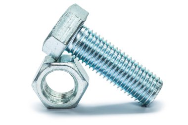 beyaz cıvata ve somun izole