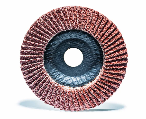 Abrasive treatment tool brown sanding flap disc isolated — ストック写真