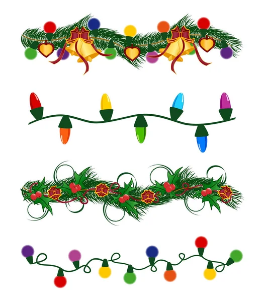 クリスマスのベクトル イラスト花輪セット — ストックベクタ