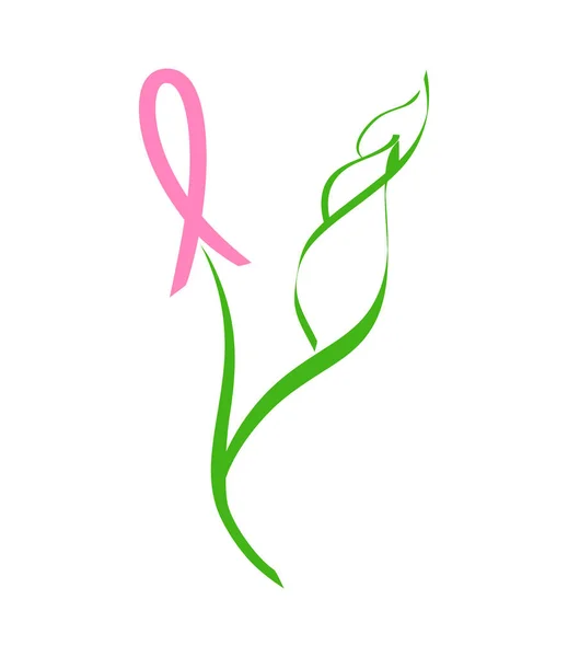 Illustration Vectorielle Concept Conscience Ruban Rose Cancer Sein — Image vectorielle