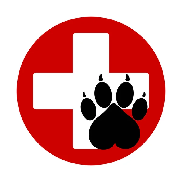 Isolated Vector Illustrationof Logo Medical Cross Heart Pet Pow Shape — Stock Vector