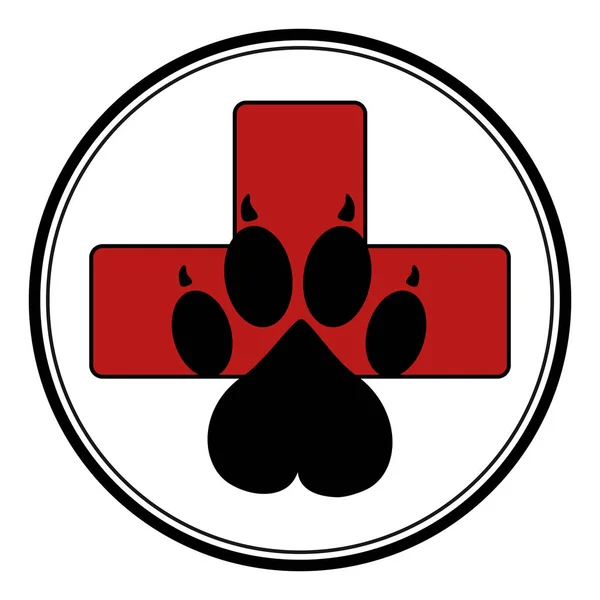 Izolované Vektorové Znázornění Loga Lékařským Křížem Kombinací Tvaru Srdce Zvířecího — Stockový vektor