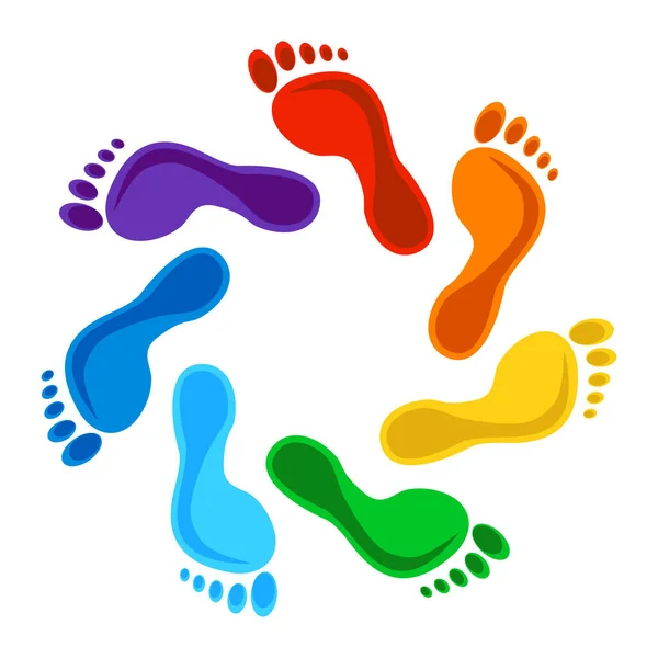 Rainbow Colour Footprints Design Elements Vector Illustration — Stock Vector