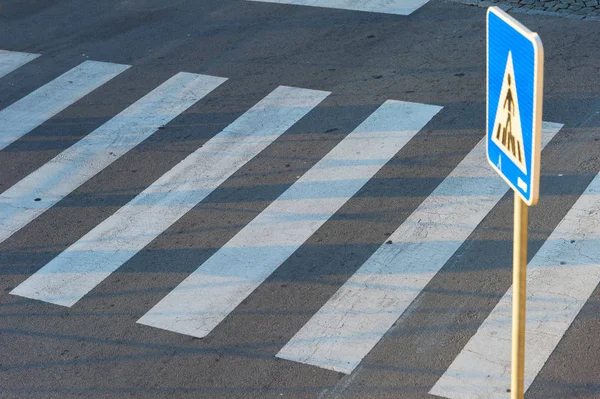 Üres Gyalogos Úton Crosswalk Zebra Háttér — Stock Fotó