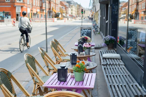 Straßencafé Nahe Der Straße Kopenhagen Dänemark — Stockfoto