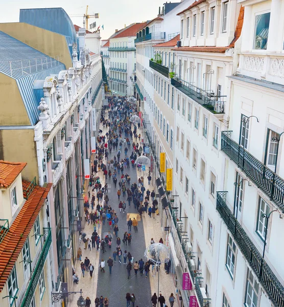 Lisbon Portekiz Aralık 2016 Santa Justa Asansör Rua Üst Görünümden — Stok fotoğraf