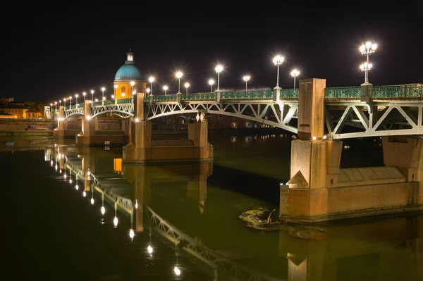 Ponte Saint Pierre Hopital Grave Noite Toulouse França — Fotografia de Stock