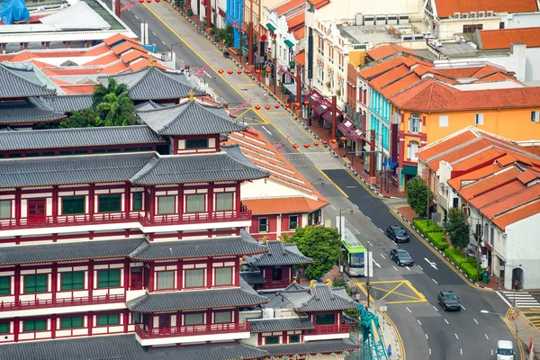 Aerial Stadsbilden Singapore Chinatown Distriktet Med Restauranger Och Hotell Traditionell — Stockfoto