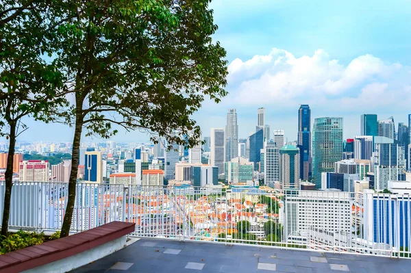 Luftbild Der Singapore Metropole Vom Aussichtspunkt Mit Bank Schatten Der — Stockfoto