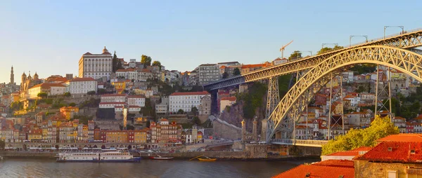 Weiter Blick Auf Ribeira Dom Luis Brücke Und Douro Fluss — Stockfoto