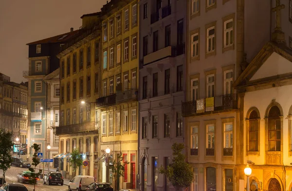 Porto Old Town Street Nocy Portugalia — Zdjęcie stockowe