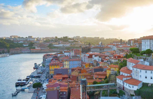 Skyline Старого Міста Порто Заході Сонця Португалія — стокове фото