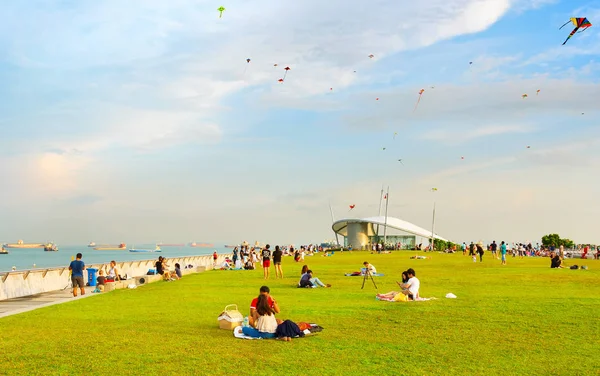 Singapur Ene 2017 Gente Divierte Descansa Marina Barrage Singapur —  Fotos de Stock