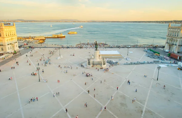 Luchtfoto Van Commerciële Plein Lissabon Portugal — Stockfoto