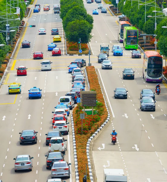 Σιγκαπούρη Φεβρουαρίου 2017 Εναέρια Άποψη Της Κυκλοφορίας Ένα Δρόμο Στη — Φωτογραφία Αρχείου