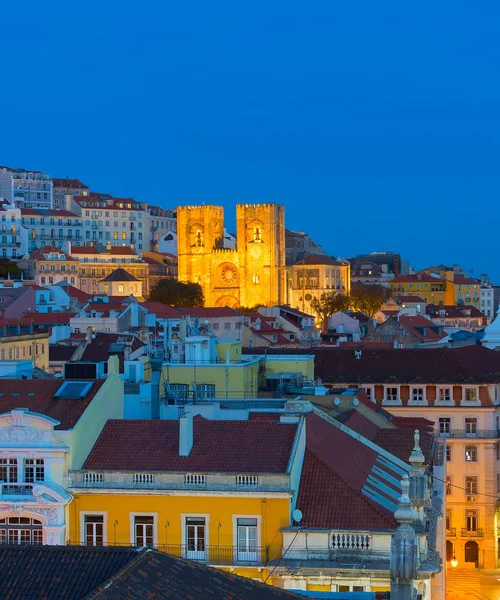 Skyline Lisszabon Óvárosában Lisszaboni Katedrális Központjában Portugália — Stock Fotó